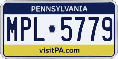 PA license plate MPL5779