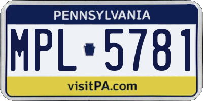 PA license plate MPL5781