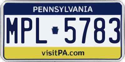 PA license plate MPL5783