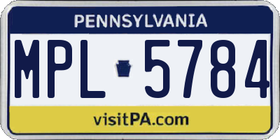 PA license plate MPL5784