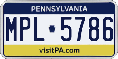 PA license plate MPL5786