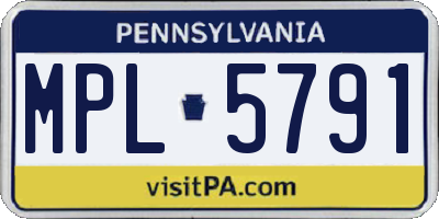 PA license plate MPL5791