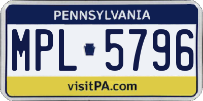 PA license plate MPL5796