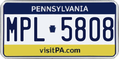 PA license plate MPL5808