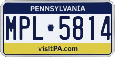 PA license plate MPL5814