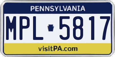 PA license plate MPL5817