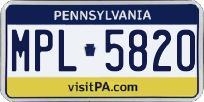 PA license plate MPL5820