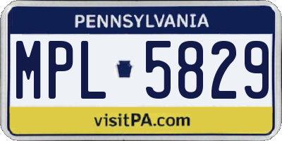 PA license plate MPL5829
