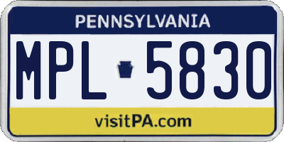 PA license plate MPL5830