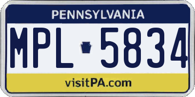 PA license plate MPL5834