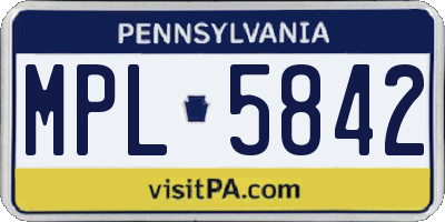 PA license plate MPL5842