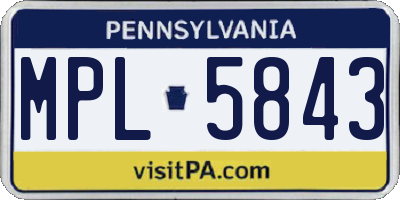 PA license plate MPL5843
