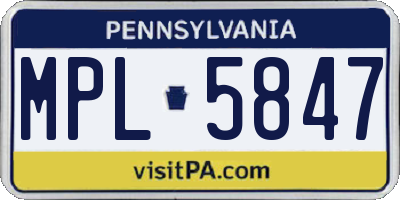 PA license plate MPL5847