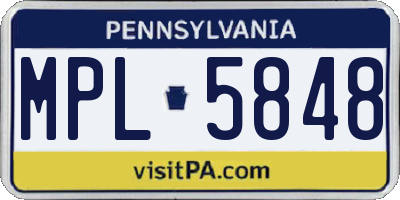 PA license plate MPL5848