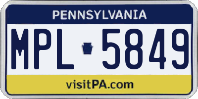 PA license plate MPL5849