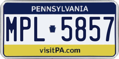 PA license plate MPL5857