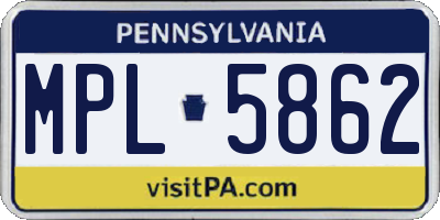 PA license plate MPL5862