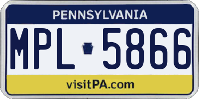 PA license plate MPL5866