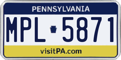 PA license plate MPL5871
