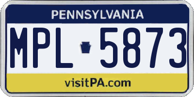 PA license plate MPL5873