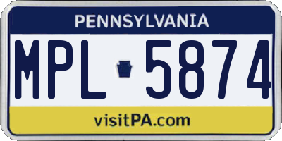 PA license plate MPL5874