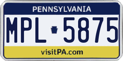 PA license plate MPL5875