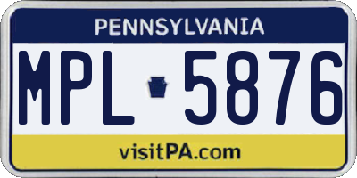 PA license plate MPL5876