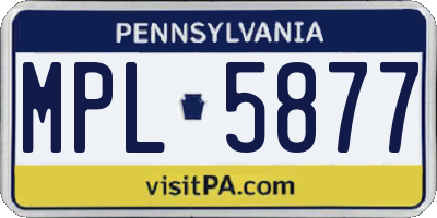 PA license plate MPL5877