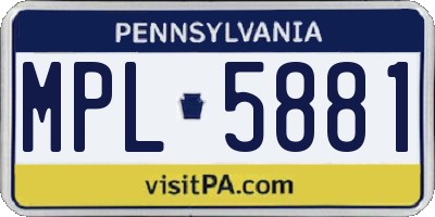 PA license plate MPL5881