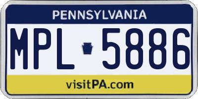 PA license plate MPL5886