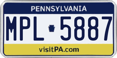 PA license plate MPL5887