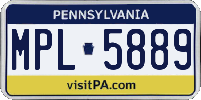 PA license plate MPL5889
