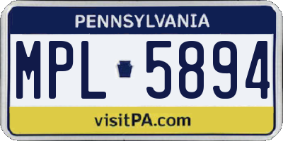 PA license plate MPL5894