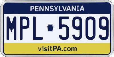 PA license plate MPL5909
