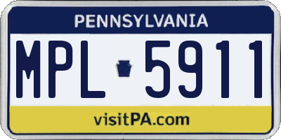 PA license plate MPL5911