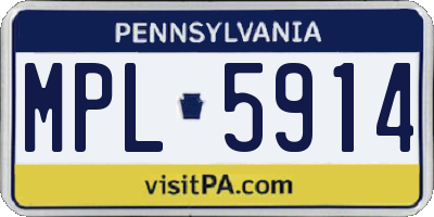 PA license plate MPL5914