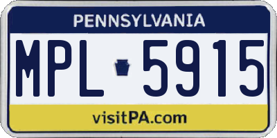 PA license plate MPL5915