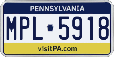 PA license plate MPL5918