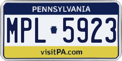 PA license plate MPL5923