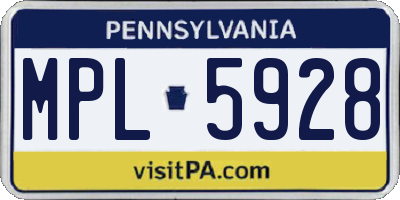 PA license plate MPL5928