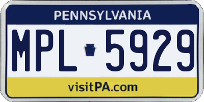 PA license plate MPL5929
