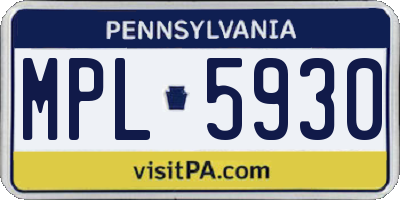 PA license plate MPL5930
