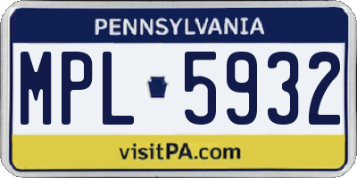 PA license plate MPL5932