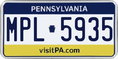 PA license plate MPL5935