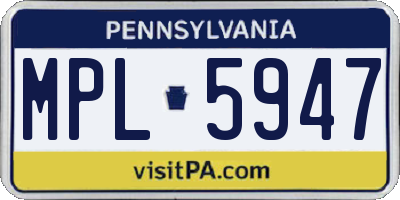 PA license plate MPL5947