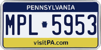 PA license plate MPL5953