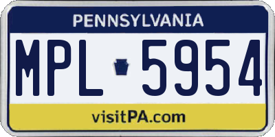 PA license plate MPL5954