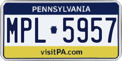 PA license plate MPL5957