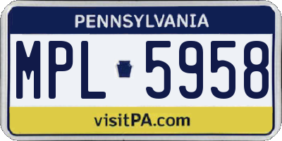 PA license plate MPL5958