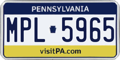PA license plate MPL5965